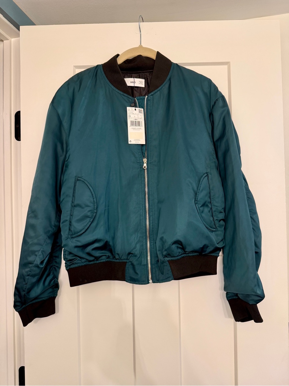 Mango MNG NWT Teal Padded Bomber Jacket MA-1 Size M